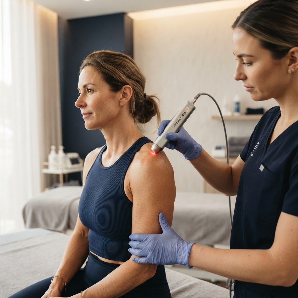 Class IV laser therapy being applied to a patient